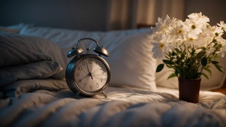 serene bedroom scene with a cozy double bed